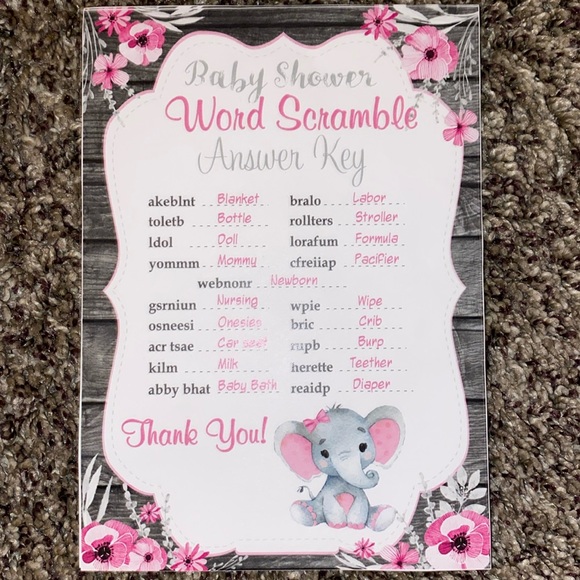 Elephant Theme Baby Shower Party Games & Backdrop Bundle - Picture 5 of 8